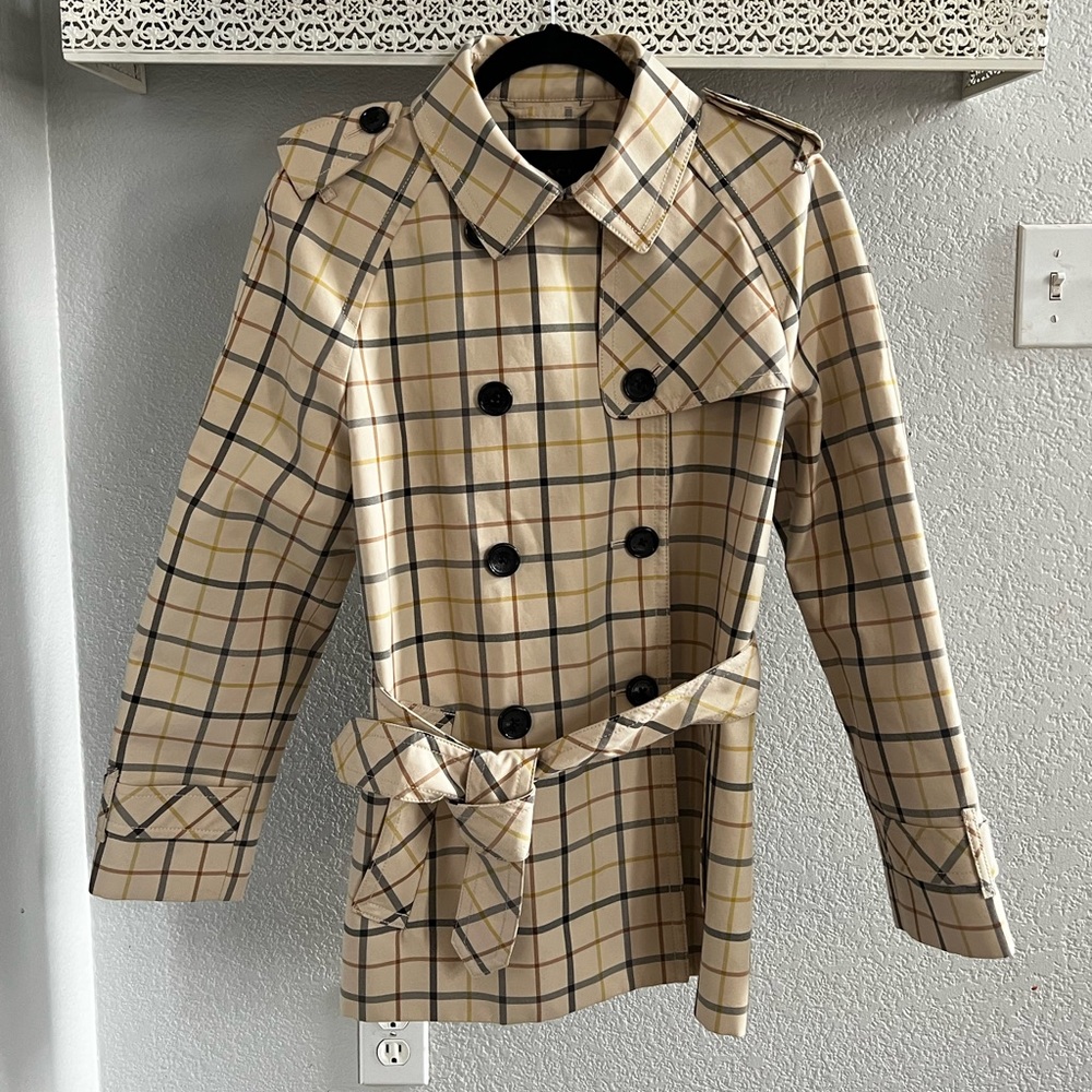 Coach Tattersall double breasted plaid trench coat - Picture 4 of 14